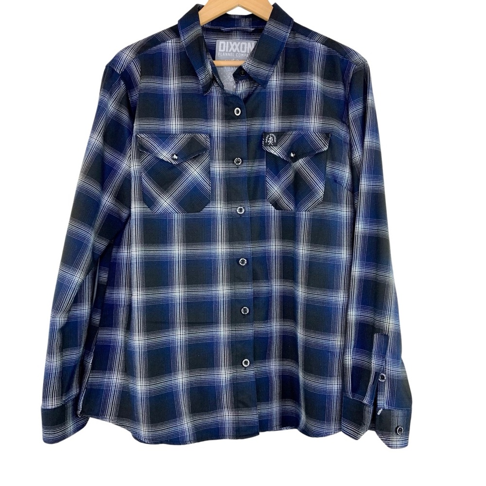 Dixxon Suicide Tendencies Blue Plaid Long Sleeve Button Down Shirt